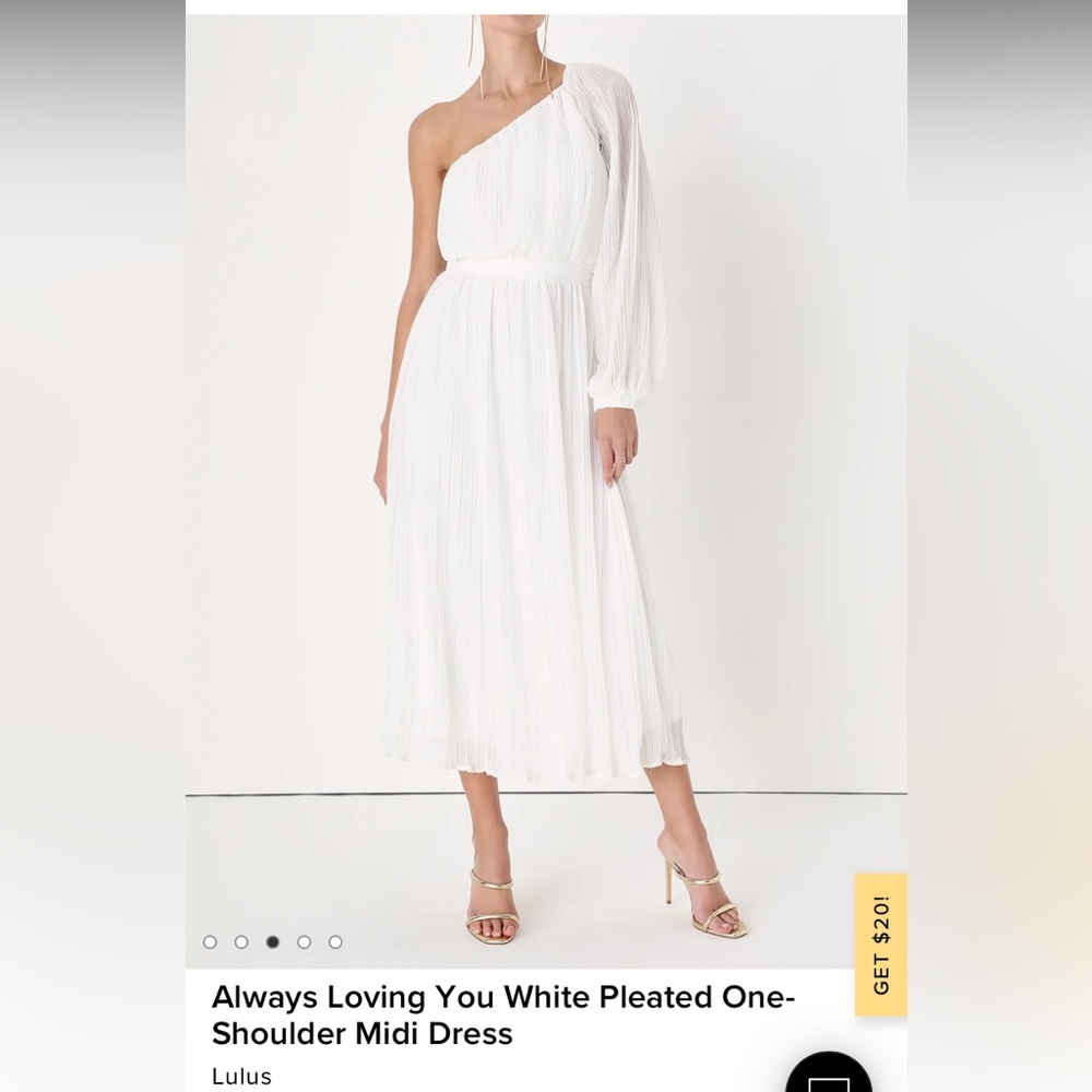 LuLu Always Loving You White Pleated One Shoulder MIDI Dress